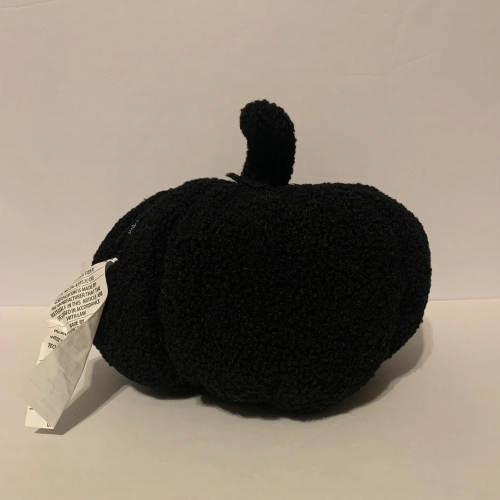 NWT. WAY TO CELEBRATE Black Plush Pumpkin Pillow